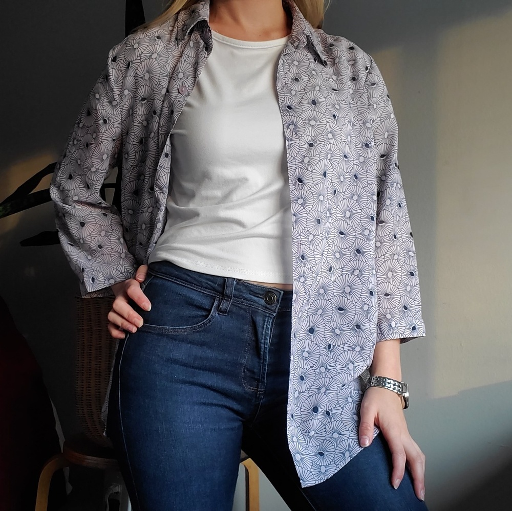 Blue Patterned Button Down - Picture 2 of 8